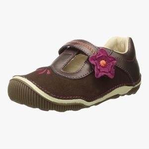 Stride Rite SRT Teagan T-Strap Shoe Size 6M Brown Pink Leather Toddler Baby Girl